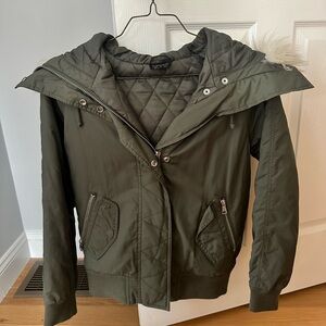 Topshop Dark Green Quilted Ski Jacket